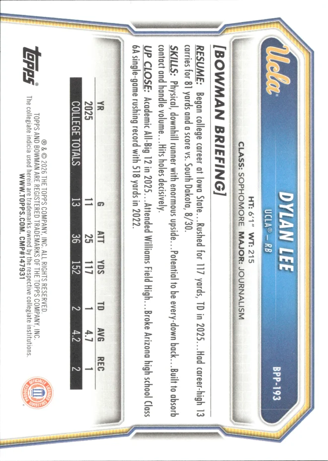 Dylan Lee card back