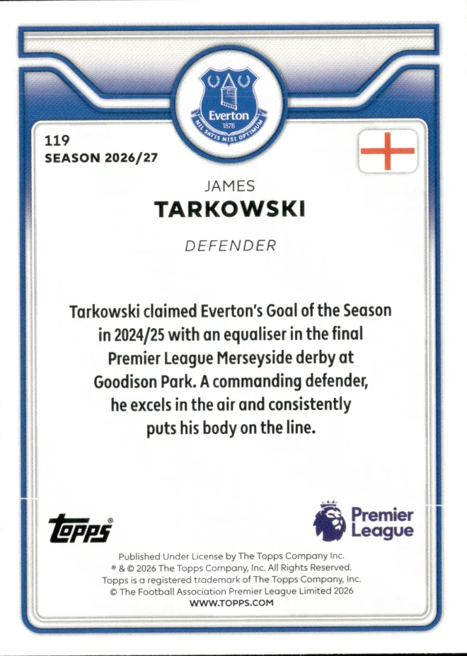 James Tarkowski card back