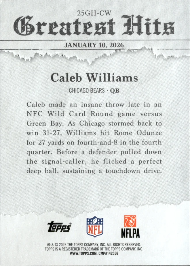 Caleb Williams card back