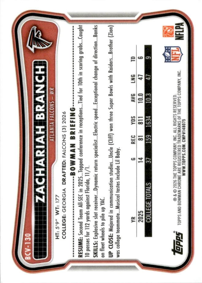 Zachariah Branch card back