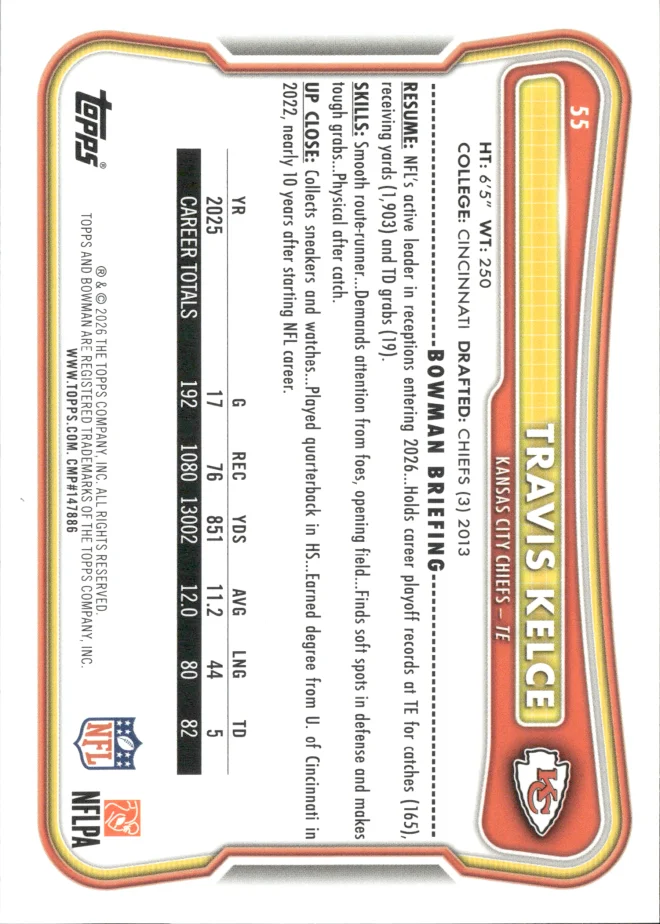 Travis Kelce card back