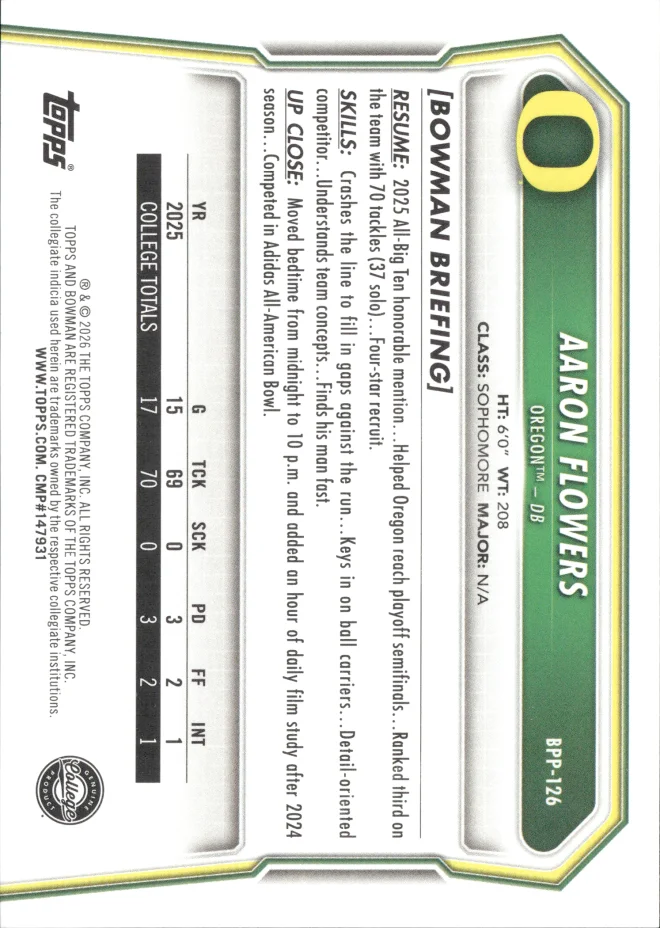 Aaron Flowers card back