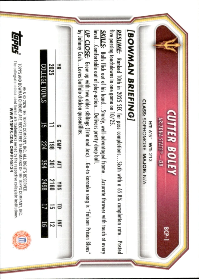 Cutter Boley card back