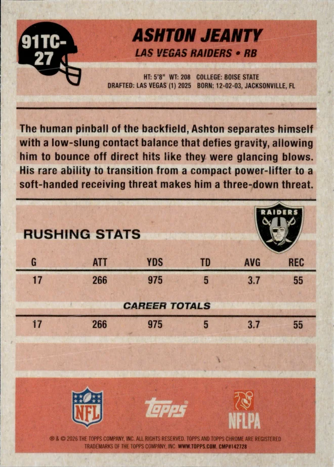 Ashton Jeanty card back