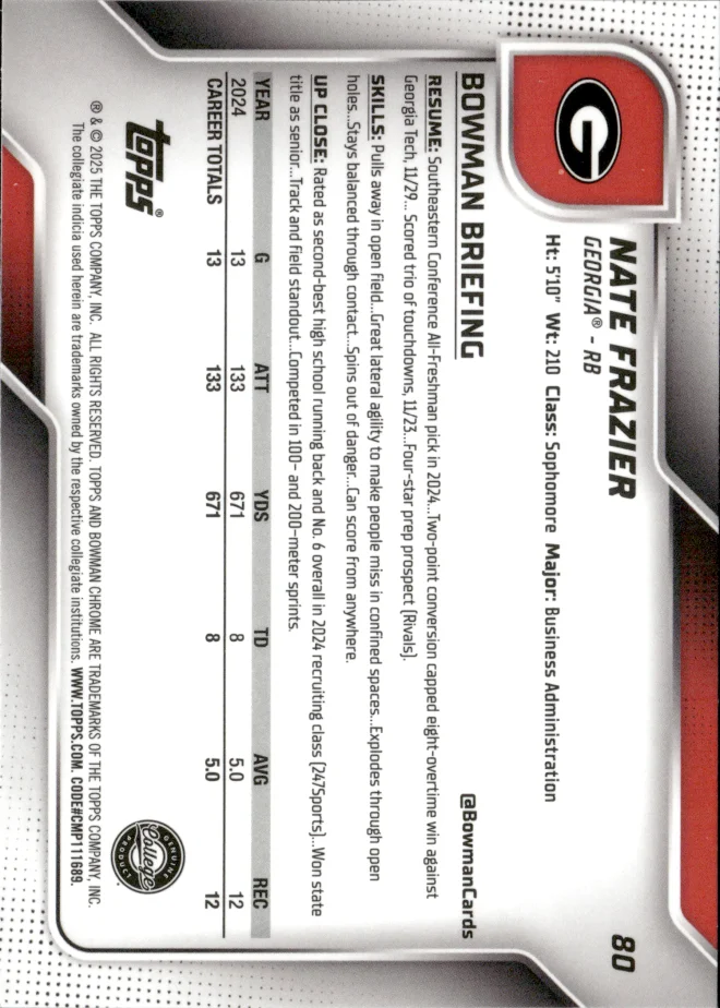 Nate Frazier card back
