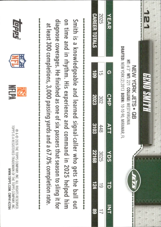 Geno Smith card back
