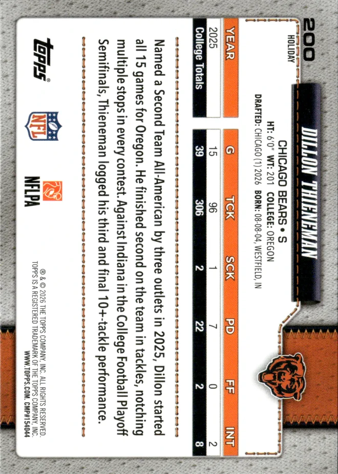 Dillon Thieneman card back