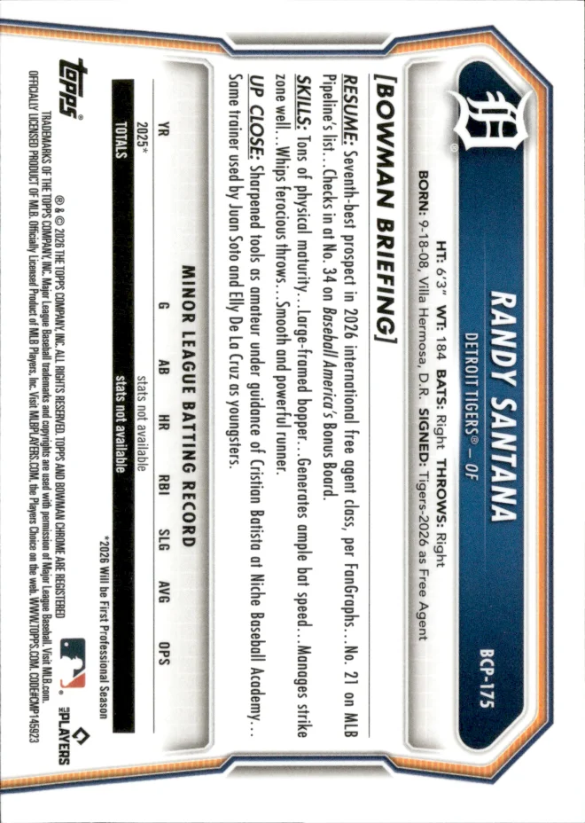 Randy Santana card back