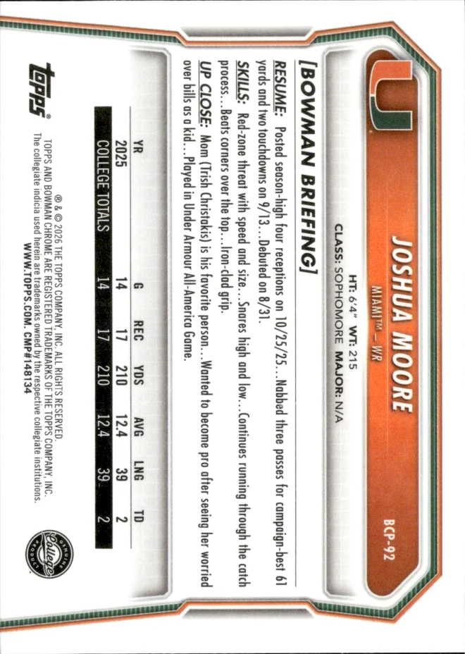Joshua Moore card back