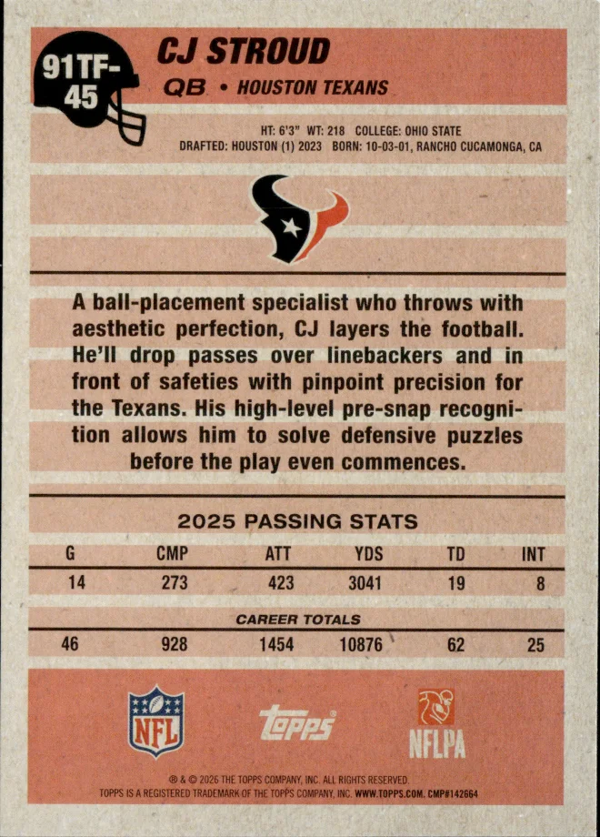 CJ Stroud card back