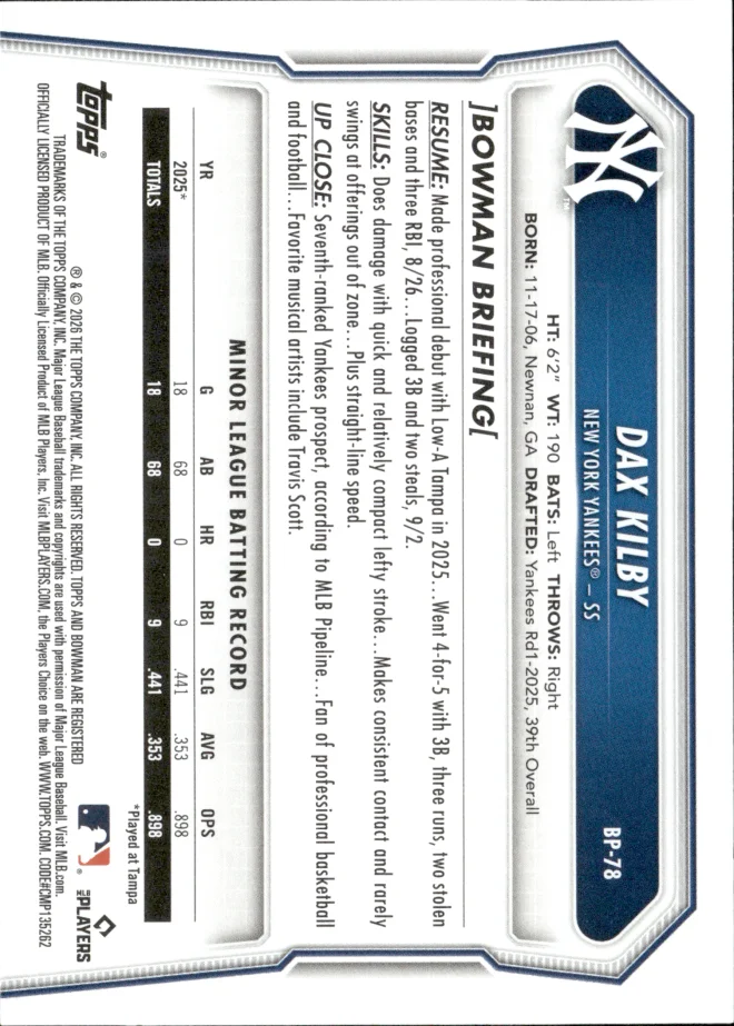 Dax Kilby card back