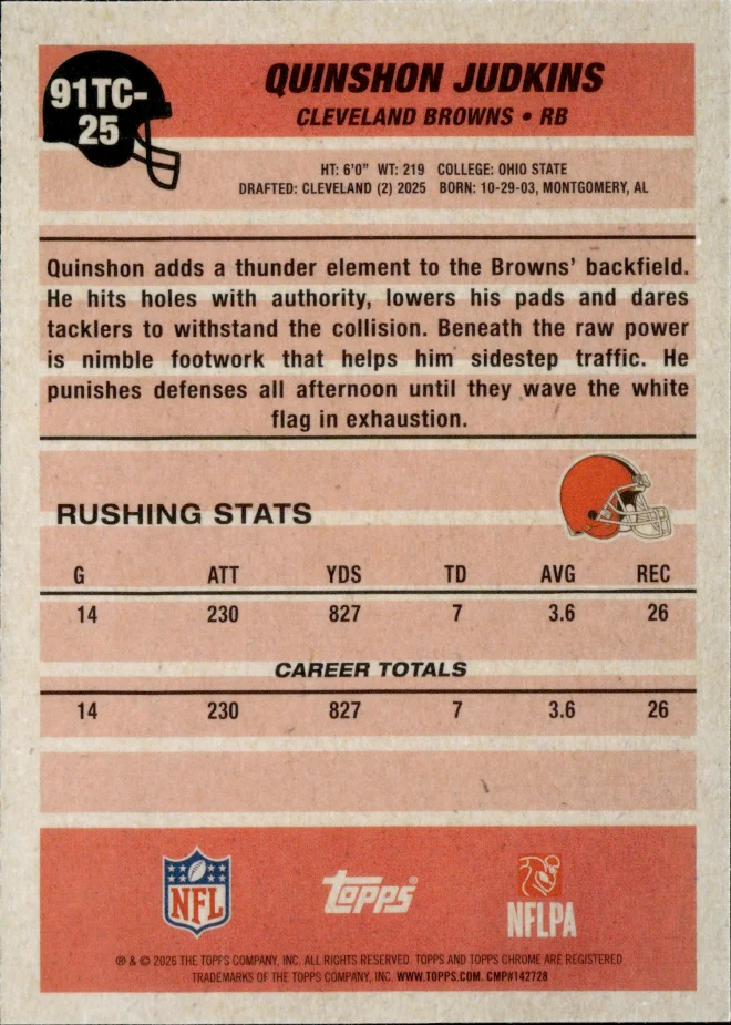 Quinshon Judkins card back