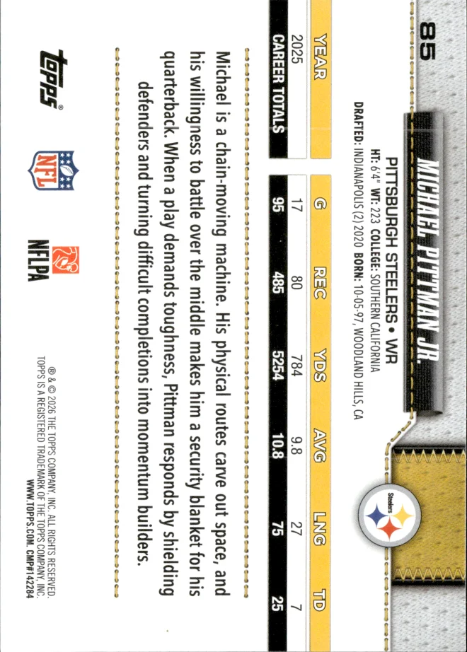 Michael Pittman Jr. card back
