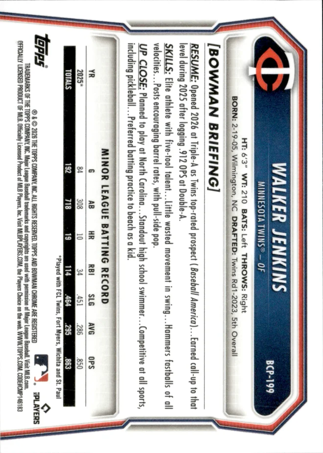 Walker Jenkins card back