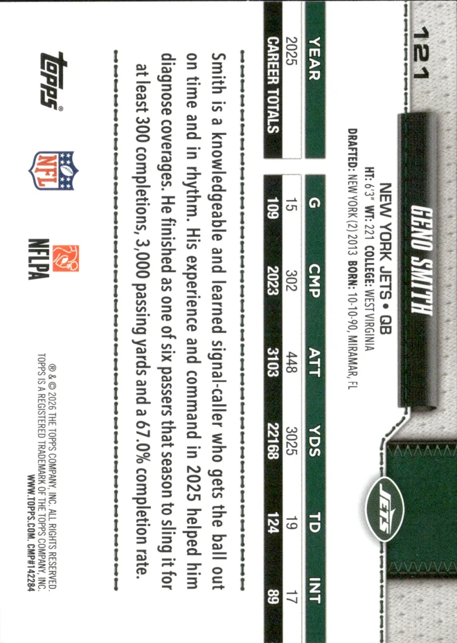 Geno Smith card back