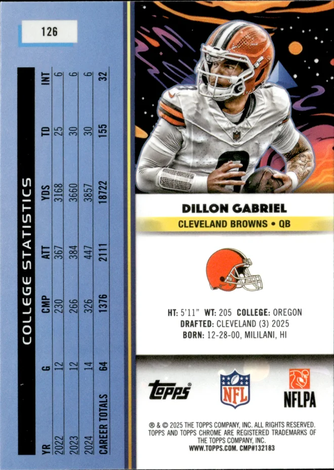 Dillon Gabriel card back