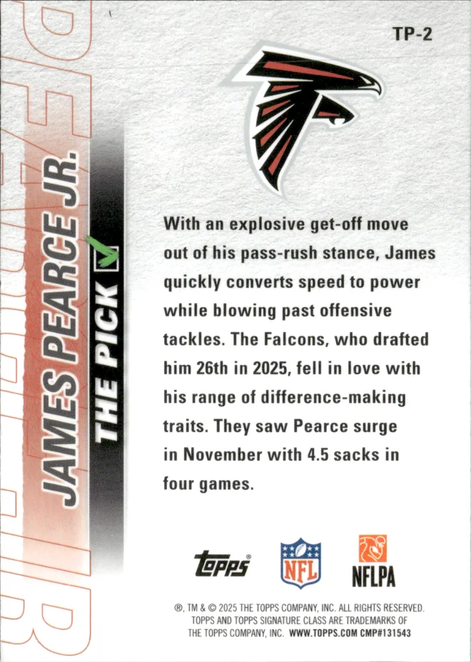 James Pearce Jr. card back
