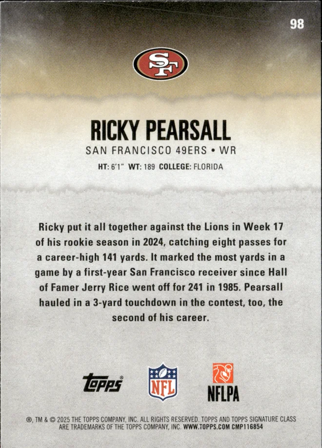 Ricky Pearsall card back