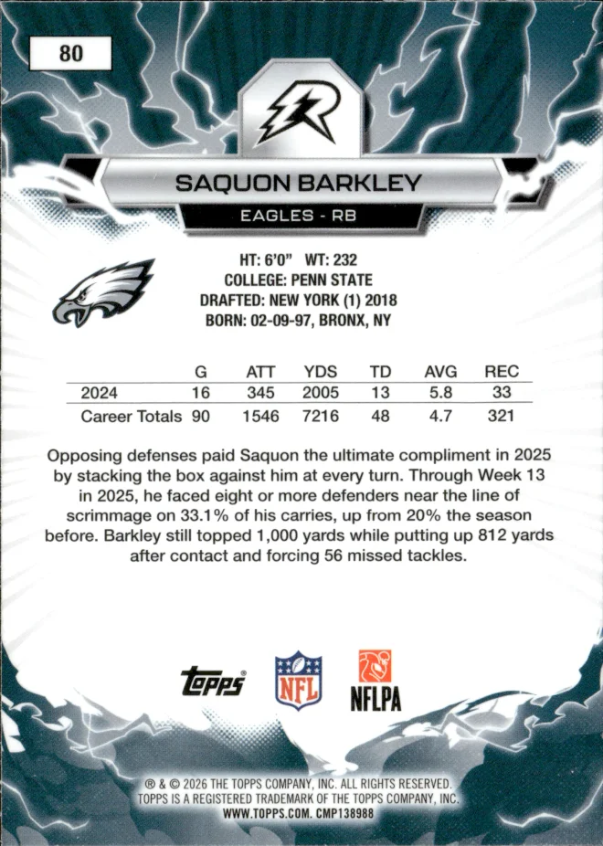 Saquon Barkley card back