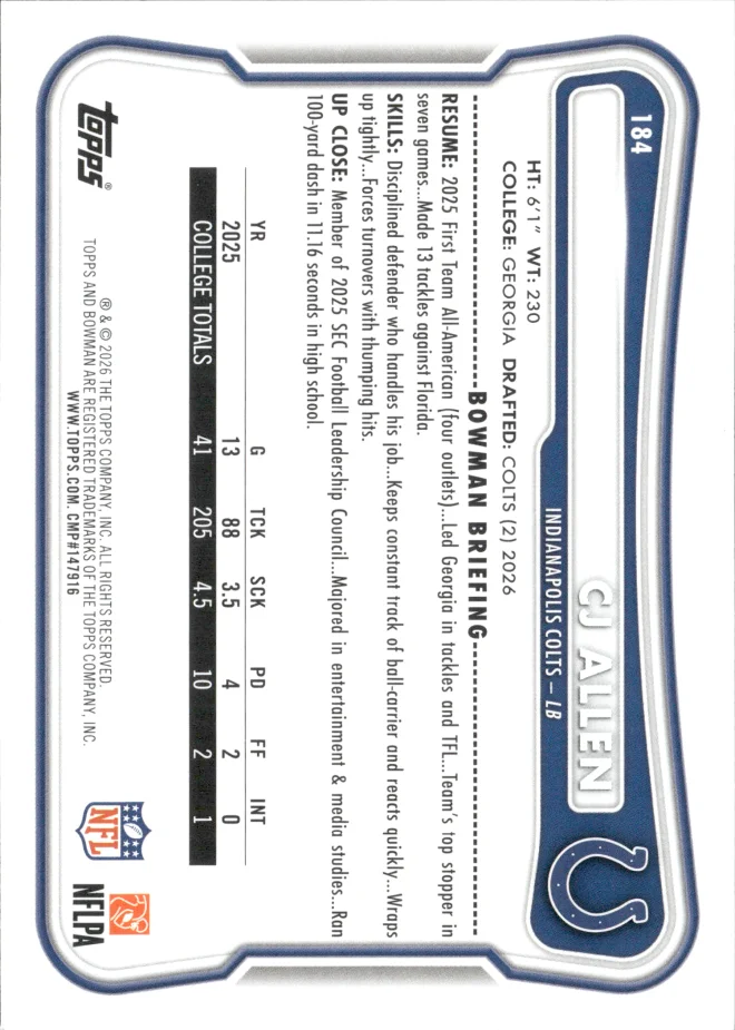 CJ Allen card back