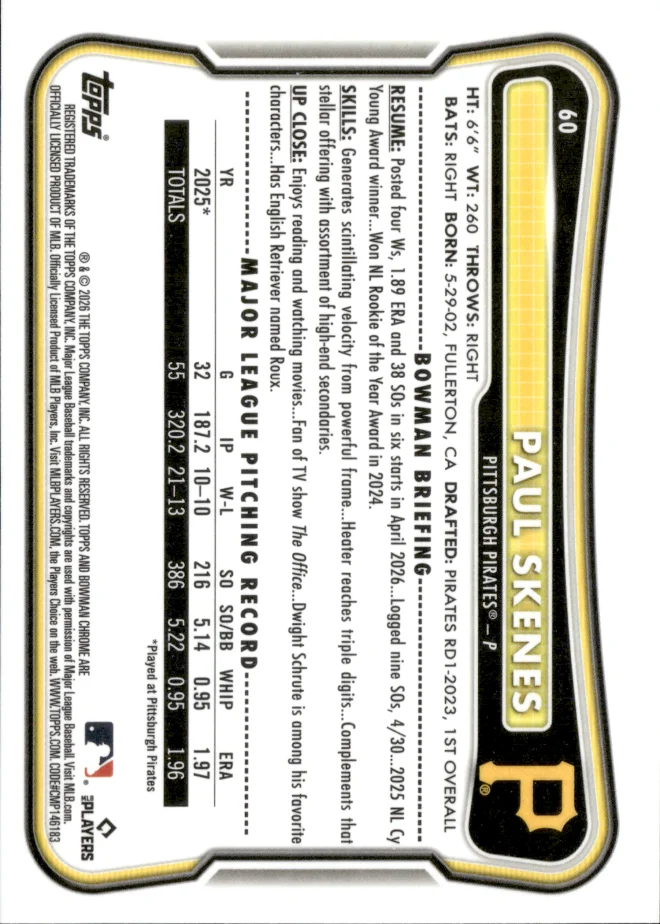 Paul Skenes card back