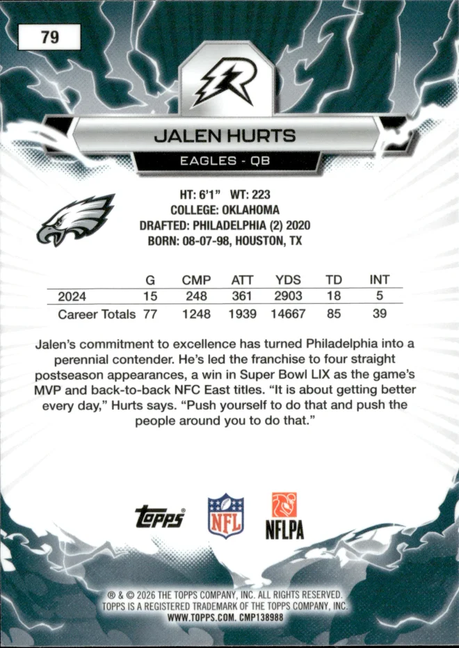 Jalen Hurts card back