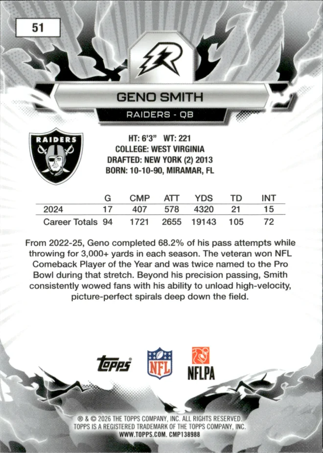 Geno Smith card back