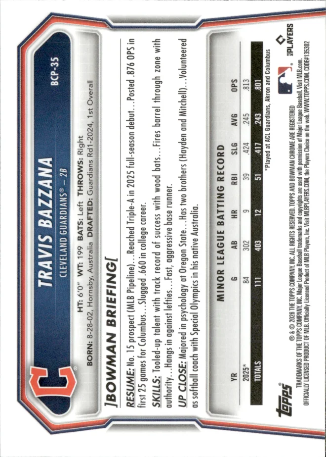 Travis Bazzana card back