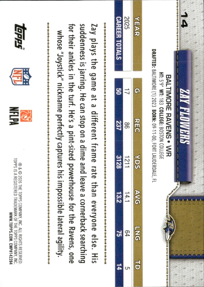 Zay Flowers card back