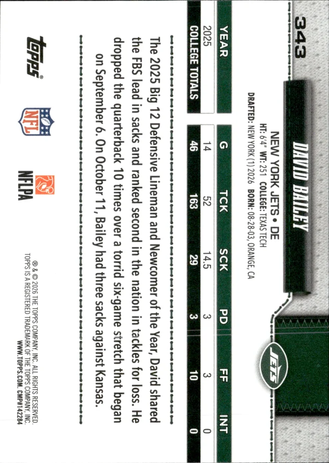 David Bailey card back