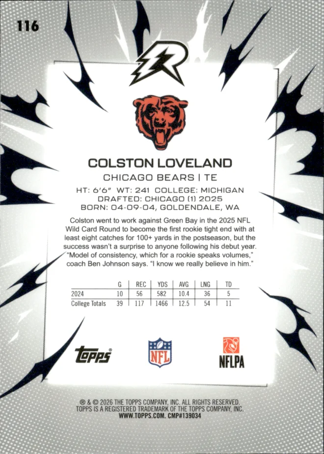 Colston Loveland card back
