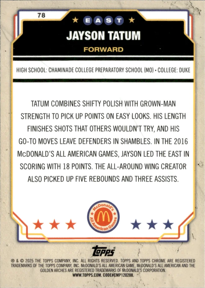 Jayson Tatum card back