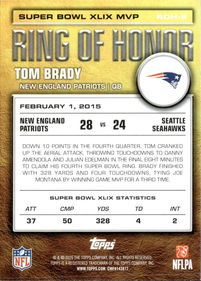 Tom Brady card back