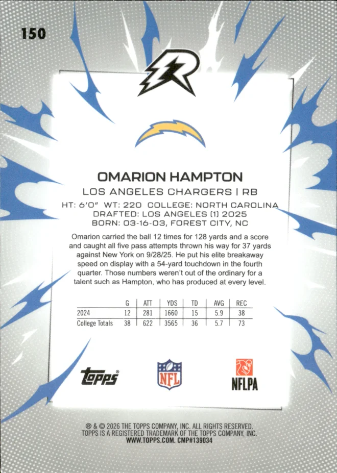 Omarion Hampton card back