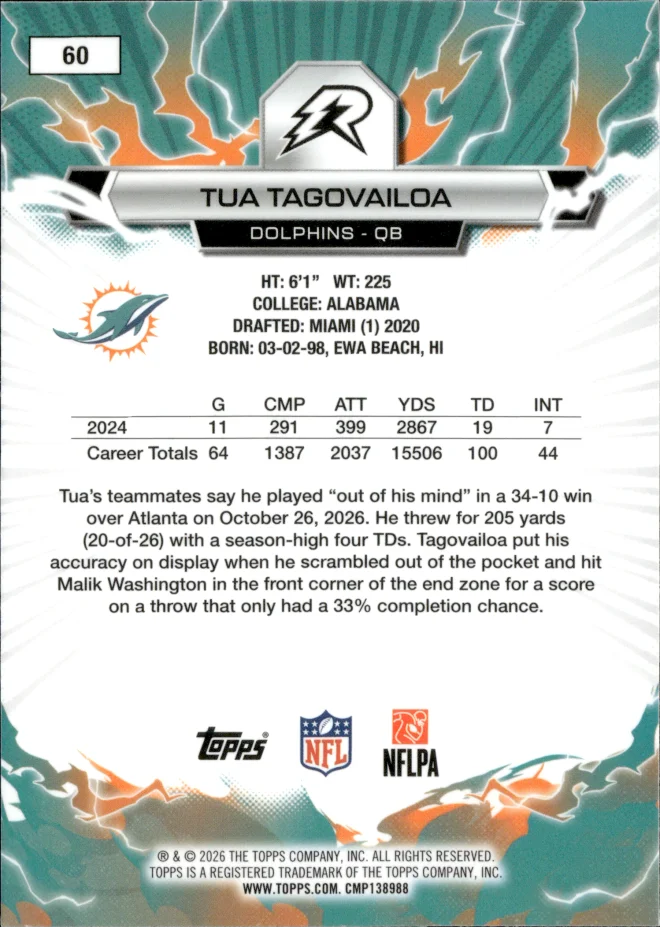 Tua Tagovailoa card back