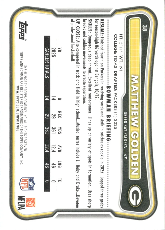 Matthew Golden card back