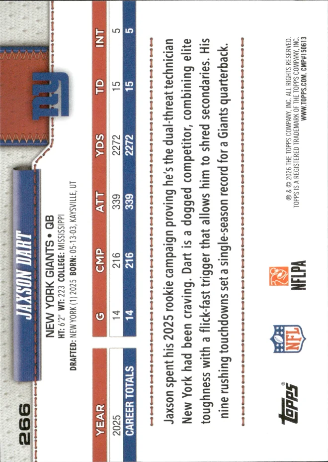 Jaxson Dart card back