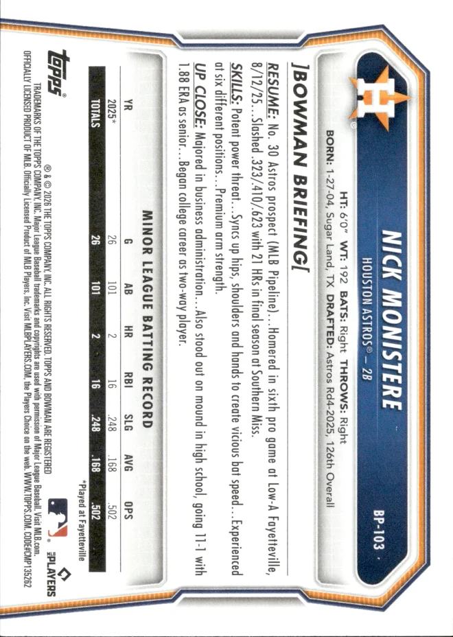 Nick Monistere card back