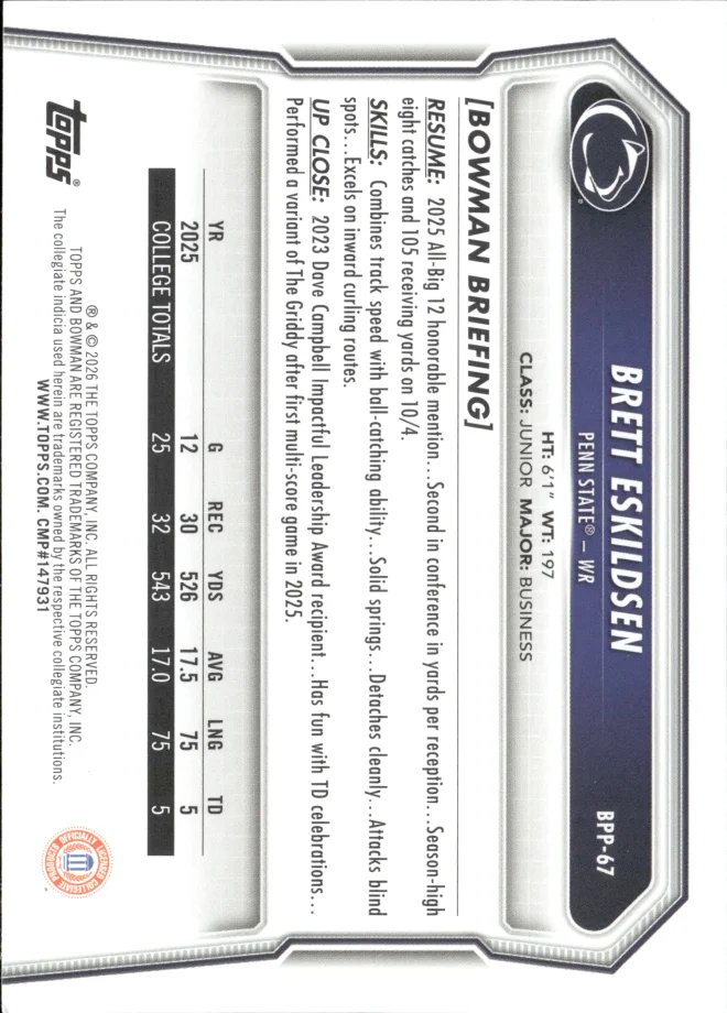 Brett Eskildsen card back