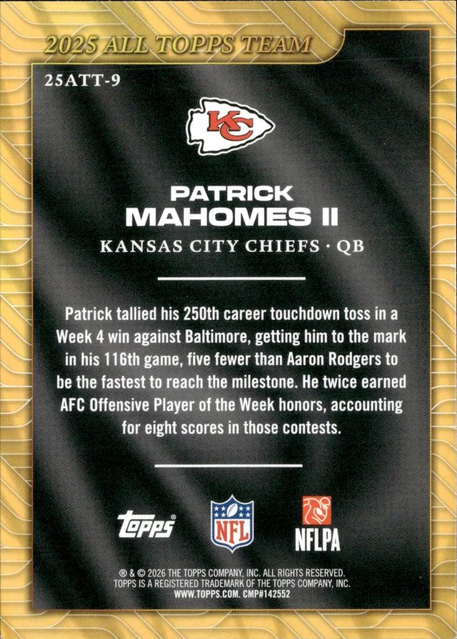 Patrick Mahomes II card back