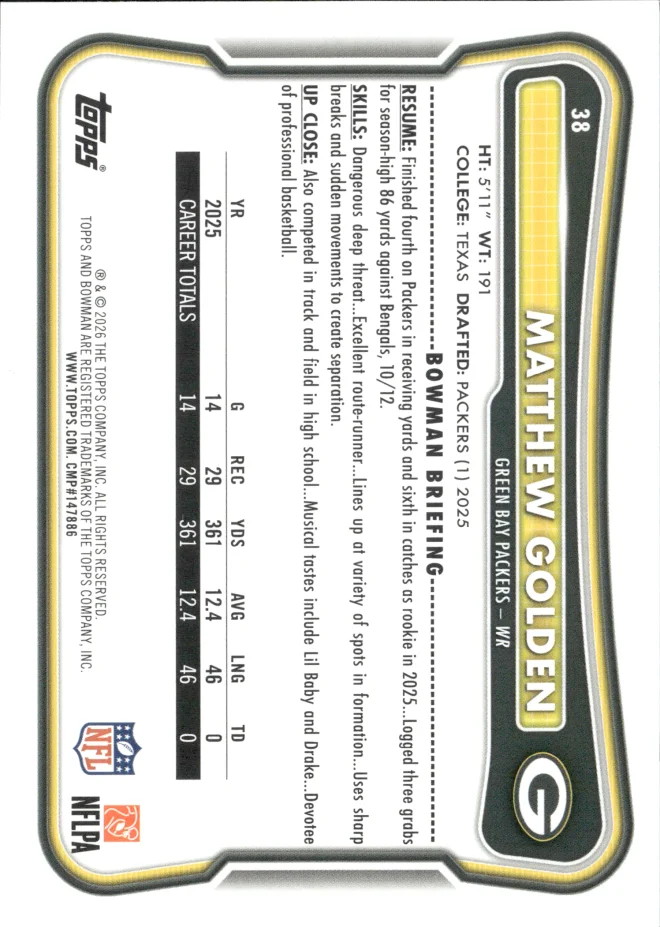 Matthew Golden card back
