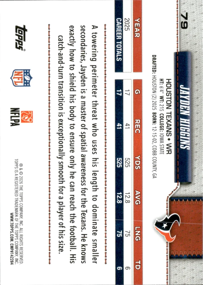 Jayden Higgins card back