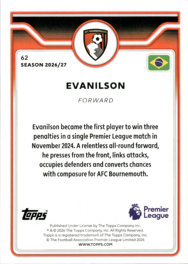 Evanilson card back