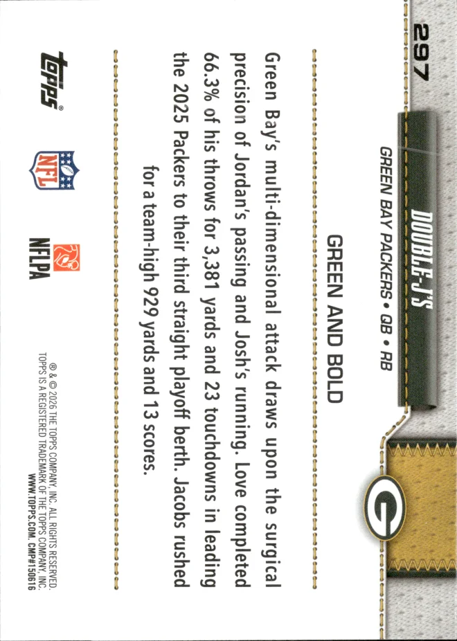 Jordan Love / Josh Jacobs card back