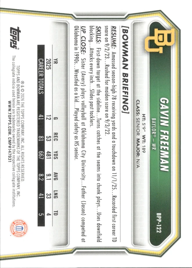 Gavin Freeman card back