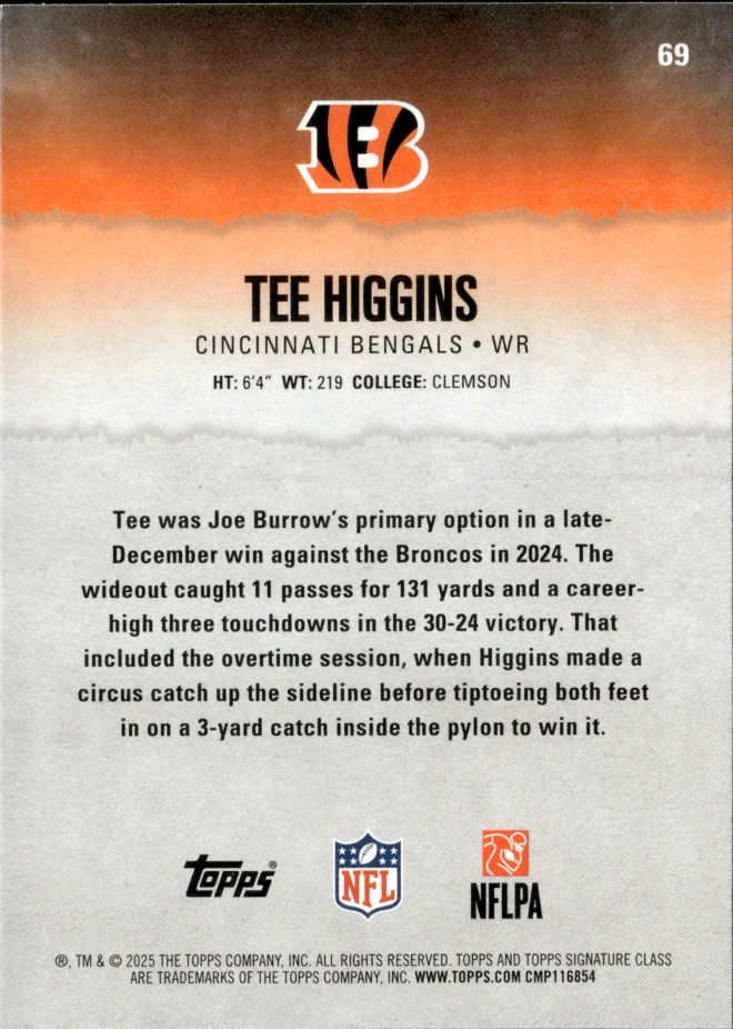 Tee Higgins card back
