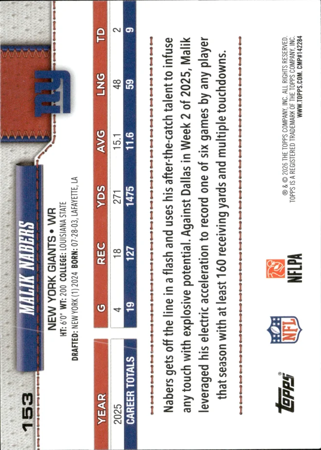 Malik Nabers card back