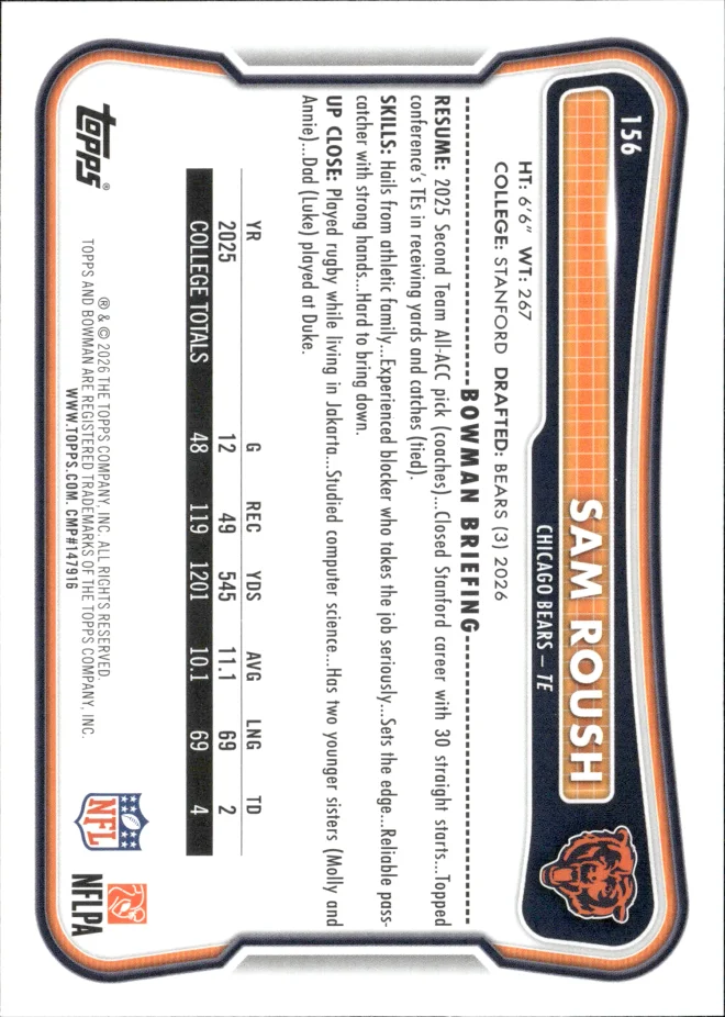 Sam Roush card back