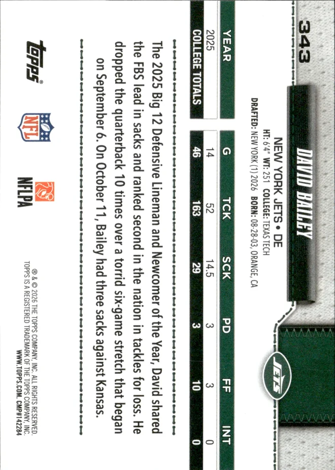 David Bailey card back