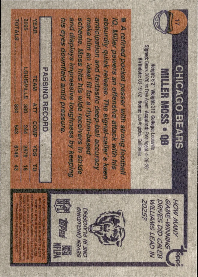 Miller Moss card back